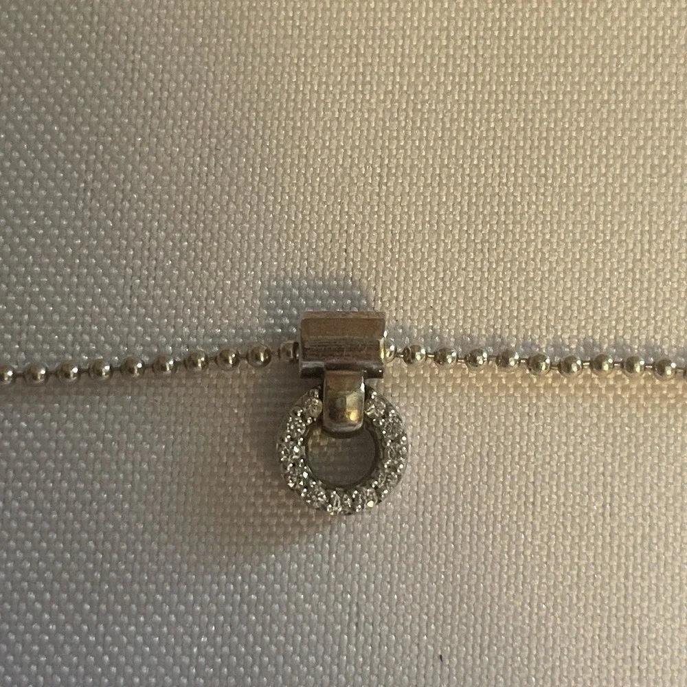 Lagos Caviar Diamond Halo Sterling Silver Open Circle Stationed Necklace 16